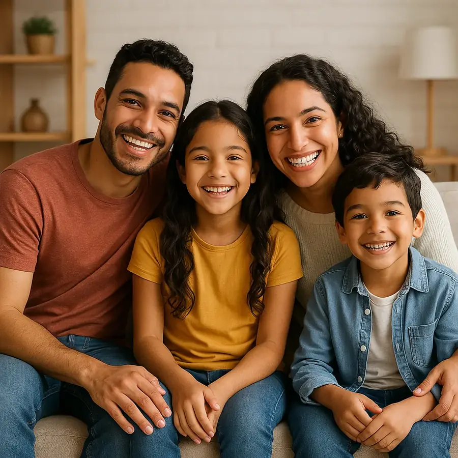 Happy immigrant family celebrating visa approval